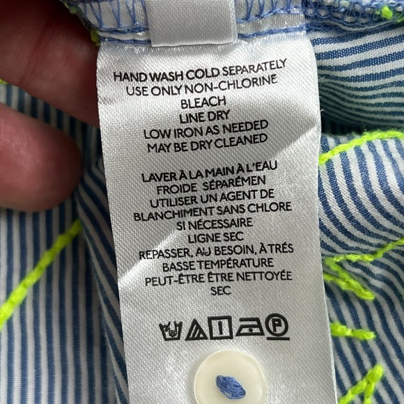 Maeve Anthropologie Clarissa Blouse Women's 6 Blue Striped Floral Button Up Top* - Picture 8 of 11